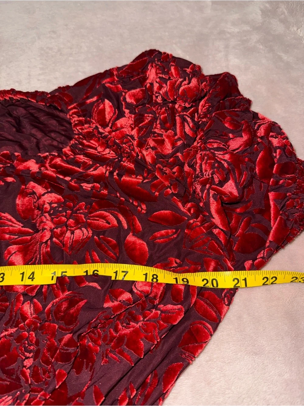 Free people red floral velveteen dreams blouse size S